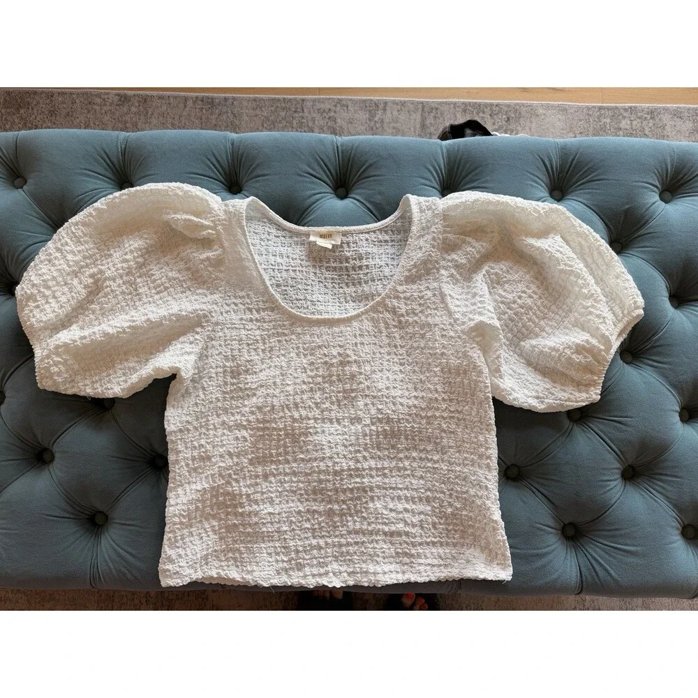 MAEVE By Anthropologie Balloon Puff Sleeve Textured Boho Top Women's Size 1X